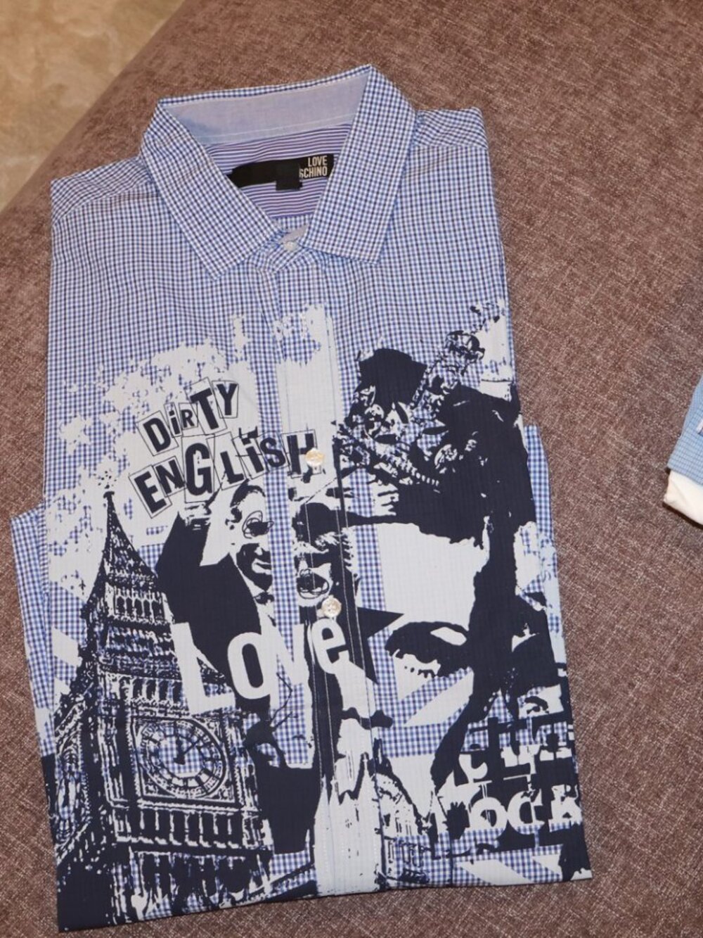 Love Moschino Dirty English London Graphic Print Shirt XL
